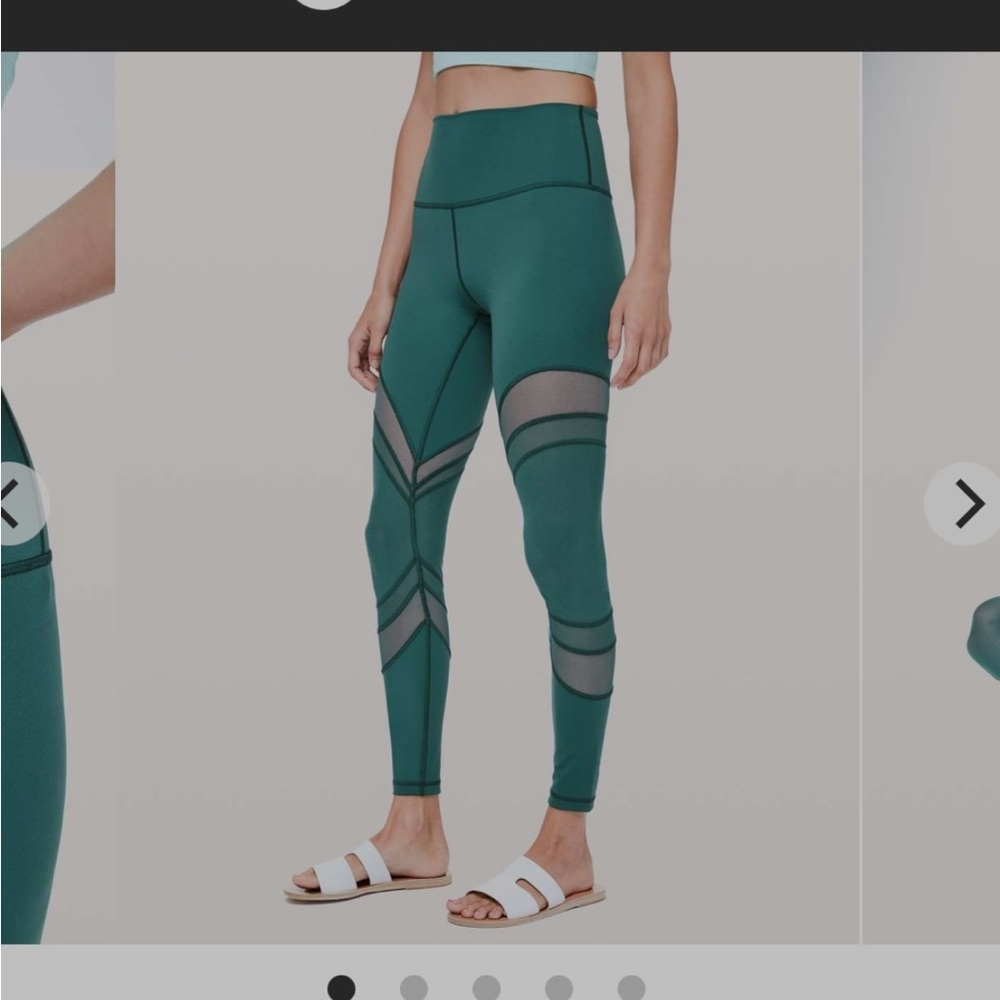 Lululemon Seek The Heat Tight Waisted
 High-Leggings Mesh Panels jasper green